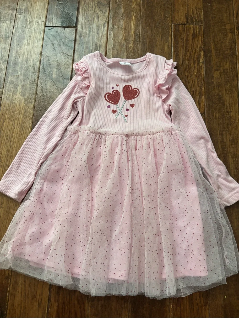 Way To Celebrate 4T Pink Heart Dress Long Sleeve Tutu Toddler Girls